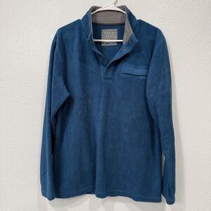 FREE FLY Blue Fleece Snap Neck Pullover Shirt Men's Size‎ M Comfort